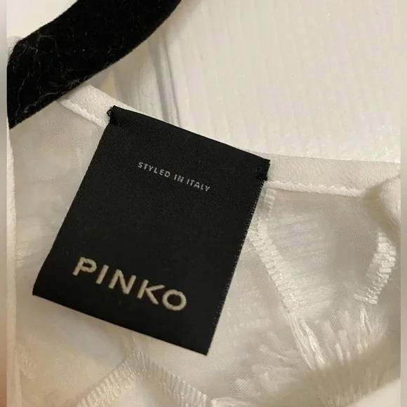 Pinko Lentina Lace Top Floral Embroidered Sheer White Crop Top - Picture 8 of 10